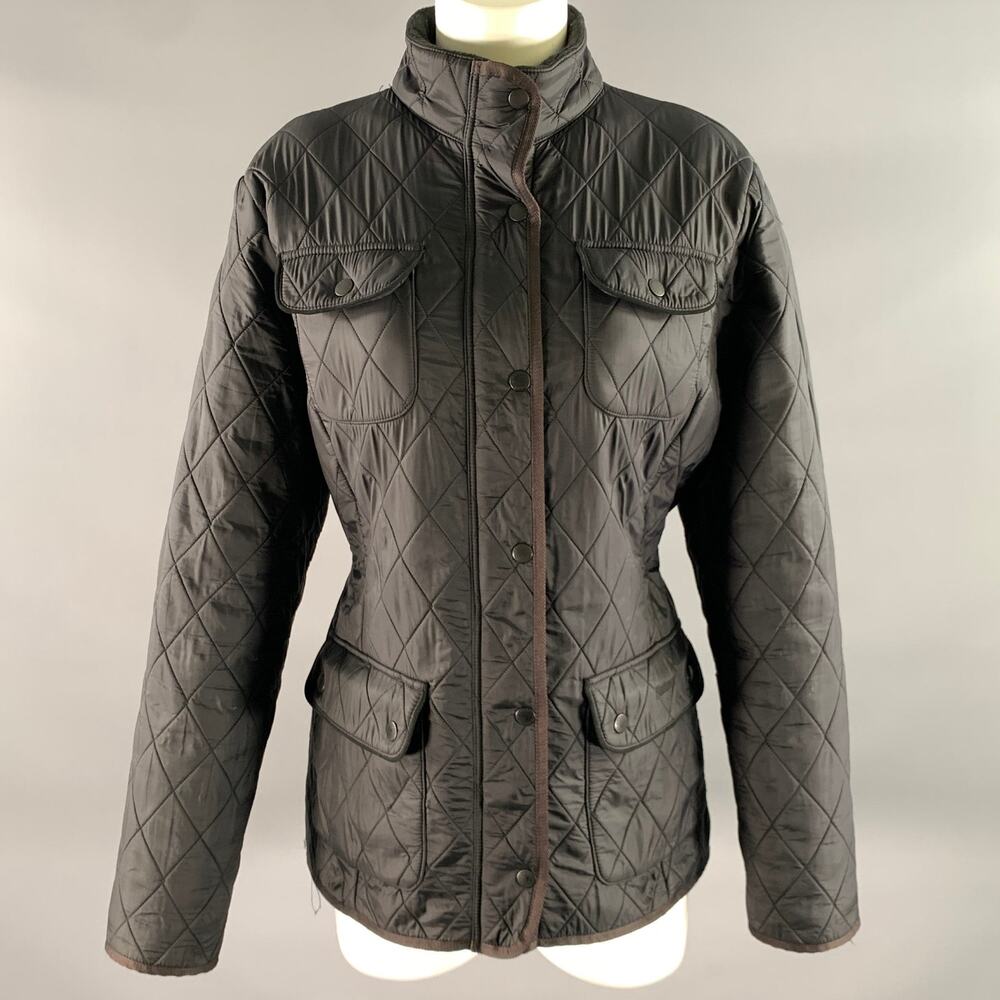 BARBOUR Size 12 Black Polyamide Quilted Jacket